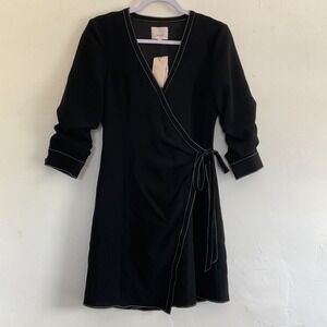 Cinq A Sept BLACK Women's Chelsea Mini Wrap Dress, Sophisticated US 2 MSRP $325